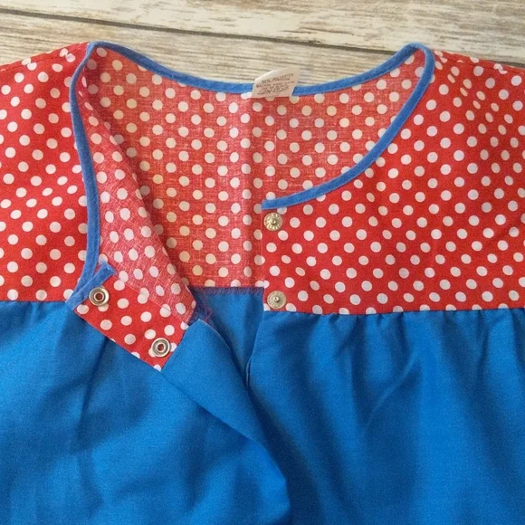 VTG Artistic Creation Red + Blue Apron w/Mushrooms - Picture 7 of 8